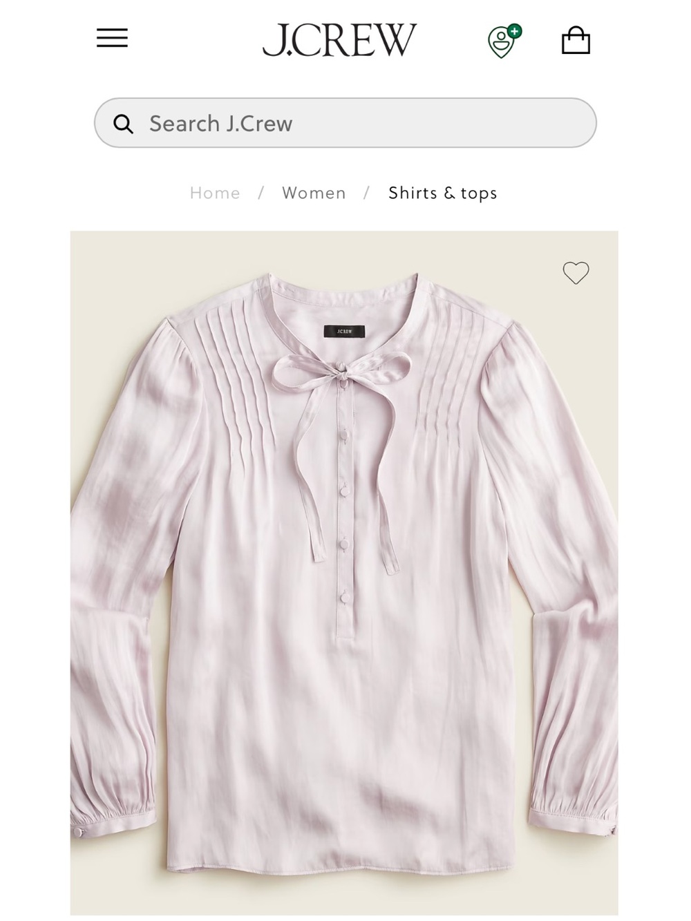 J. Crew Light purple Featherweight satin tie-neck top